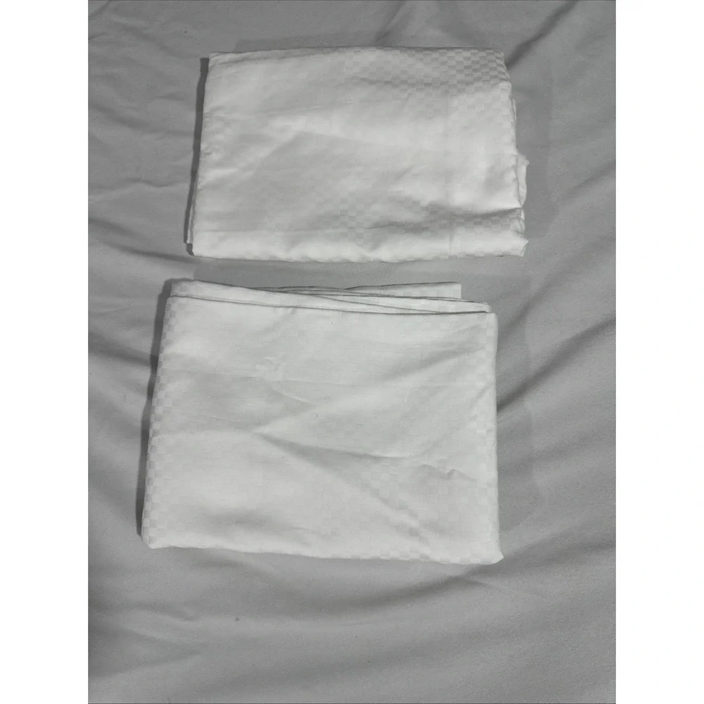 NWT $115 H by Frette [ 2 Standard Shams‎ ] Checkered Sateen in White #U1360